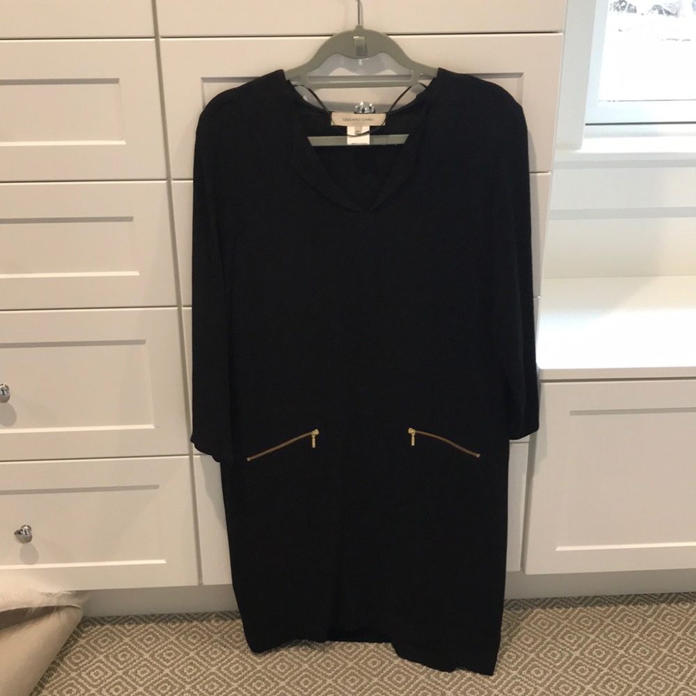 Gerard Darel Black Sheath dress with gold sz 40